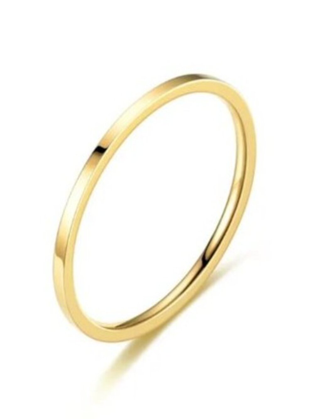 18K Gold Plated Band Ring Stainless Steel Jewelry for Women Men Unisex Size 7